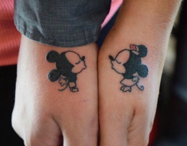 Cartoon characters couple tattoos