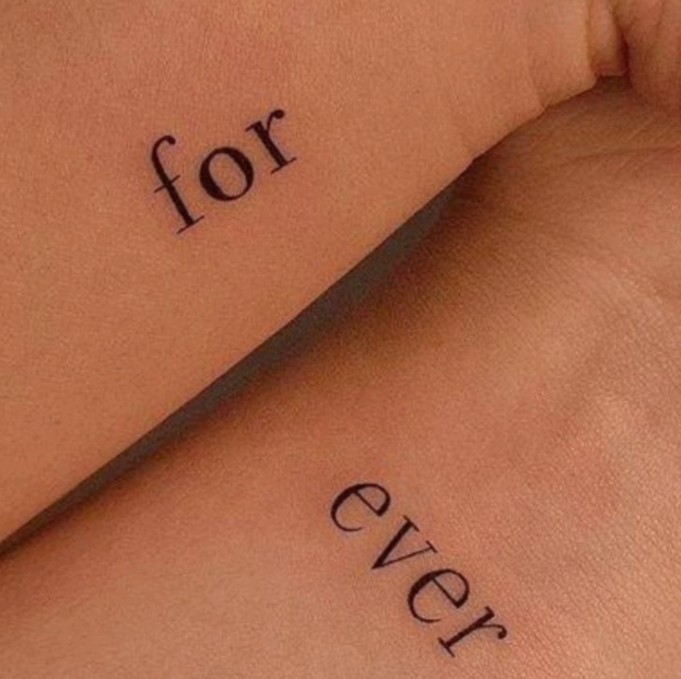 Short words or phrases couple tattoos